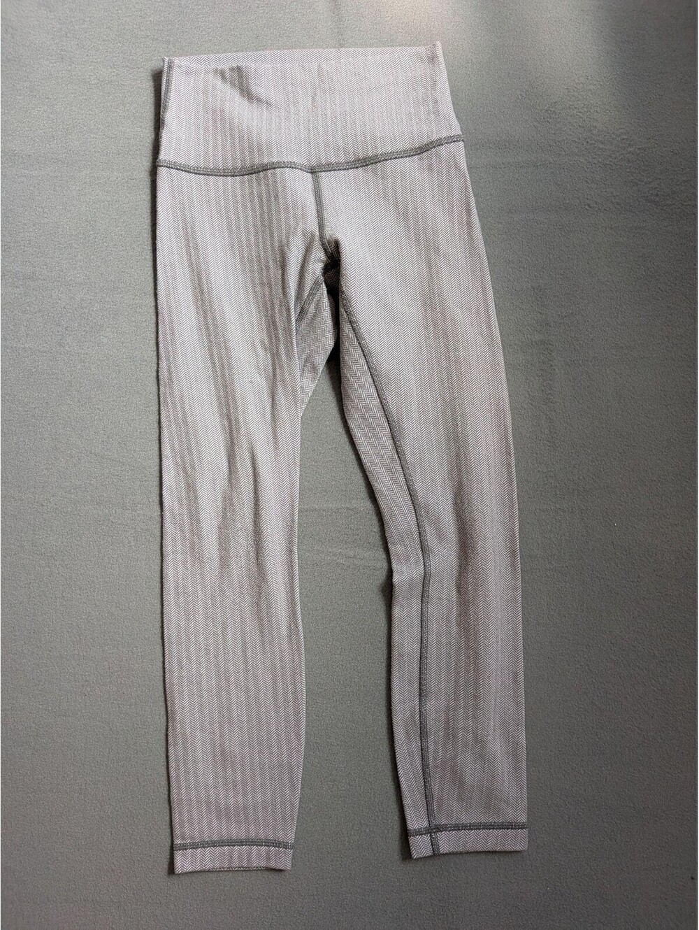 Lululemon Leggings Womens 4 Gray Herringbone High Waist Ankle Yoga Gym Workout